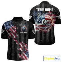 Load image into Gallery viewer, Custom US Flag Smoke 8 Ball Pool Billiard Shirt For Men, 3D Patriotic Billiard Team Jersey TDM5692