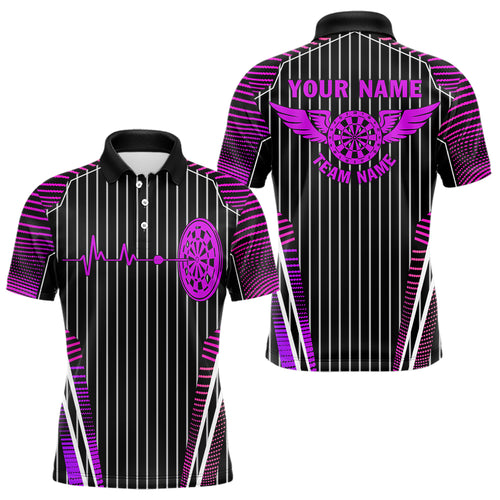 Neon Pink Dartboard Pulse Heartbeat Custom Men Dart Shirts, Funny Wings Cool Dart Team Jerseys TDM3525