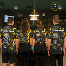 Load image into Gallery viewer, Yellow Black 8 Ball Skull Lightning Splash Billiard Shirt For Men Custom Pool Jersey Polo, 1/4 Zip TDM5892