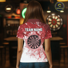 Load image into Gallery viewer, Personalized Red Grunge Darts Jerseys For Women Custom Darts Team Shirts Polo &amp; Quarter Zip TDM5894