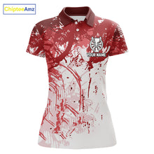 Load image into Gallery viewer, Personalized Red Grunge Darts Jerseys For Women Custom Darts Team Shirts Polo &amp; Quarter Zip TDM5894