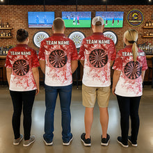 Load image into Gallery viewer, Personalized Red Grunge Darts Jerseys For Women Custom Darts Team Shirts Polo &amp; Quarter Zip TDM5894