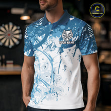 Load image into Gallery viewer, Personalized Blue Grunge Darts Jerseys For Men Custom Darts Team Shirts Polo &amp; Quarter Zip TDM5895