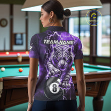 Load image into Gallery viewer, Purple 8 Ball Thunder Lightning Tiger Billiard Shirt For Women Custom Pool Team Jersey Polo, 1/4 Zip TDM6038