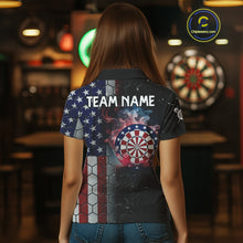 Load image into Gallery viewer, American Flag Smoke Dartboard Hexagon Grunge Dart Shirts For Women Custom Team Patriotic Dart Jersey TDM3868