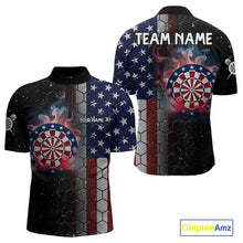 Load image into Gallery viewer, American Flag Smoke Dartboard Hexagon Grunge Dart Shirts For Men Custom Team Patriotic Dart Jersey TDM3868