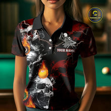 Load image into Gallery viewer, Personalized Red Smoke Skull Billiard Shirts For Women Custom Grim Reaper Billiard Jerseys TDM3869