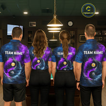 Load image into Gallery viewer, Custom Blue Purple Water Fire Billiard Shirt For Women, 8 Ball &amp; 9 Ball Pool Jersey Polo &amp; 1/4 Zip TDM6298