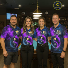 Load image into Gallery viewer, Custom Blue Purple Water Fire Billiard Shirt For Women, 8 Ball &amp; 9 Ball Pool Jersey Polo &amp; 1/4 Zip TDM6298