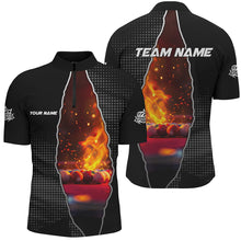 Load image into Gallery viewer, Custom Black Billiard Balls Fire 3D Printed Men Polo &amp; Quarter-Zip Shirt, Billiard Apparel Clothing TDM1775