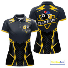 Load image into Gallery viewer, Billiard Jersey For Women Custom Polo &amp; 1/4 Zip Billiard Team Shirt, 8 &amp; 9 Ball Pool Shirt|Yellow TDM4330