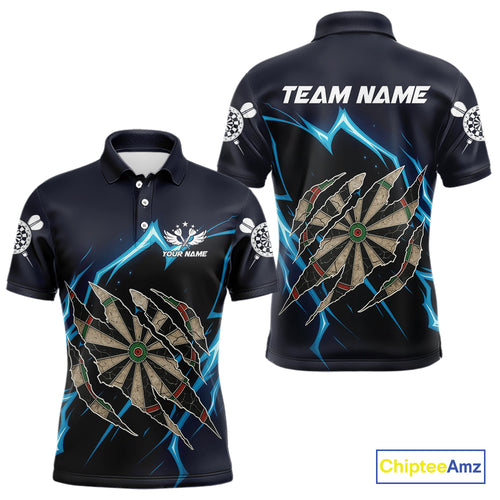 Personalized Thunder Lightning Dark Navy Darts Shirt For Men Custom Funny Darts Team Jerseys TDM4336