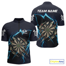 Load image into Gallery viewer, Personalized Thunder Lightning Dark Navy Darts Shirt For Men Custom Funny Darts Team Jerseys TDM4336