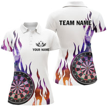 Load image into Gallery viewer, Personalized Fire Sparkle Pattern Custom White Dart Shirts For Women, Dart Team Jerseys Short Sleeve TDM2699