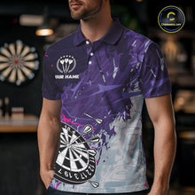 Load image into Gallery viewer, Purple Grunge Darts Shirt With Pocket Option For Men Custom Darts Jersey TDM4977