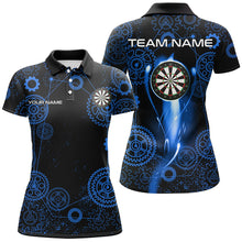 Load image into Gallery viewer, Blue Darts Gearwheel Pattern Custom Dart Shirts For Women, Dart Jerseys Darts League Team Uniform TDM3188