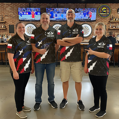 Personalized Texas Flag Darts Pattern Polo & 1/4 Zip For Men Custom Texas Darts Team Jerseys TDM5418