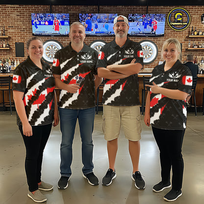 Personalized Canada Flag Darts Pattern Polo & 1/4 Zip For Men Custom Canadian Darts Team Jerseys TDM5419
