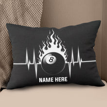 Load image into Gallery viewer, Funny Heartbeat Pulse 8 Ball Flame Custom Black Pillow, Billiard Pillows TDM0892