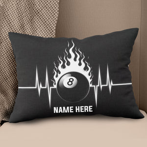Funny Heartbeat Pulse 8 Ball Flame Custom Black Pillow, Billiard Pillows TDM0892