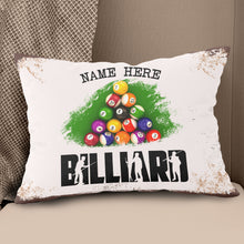 Load image into Gallery viewer, Personalized Billiard Balls Custom Grunge Style Billiard Throw Pillow TDM0898