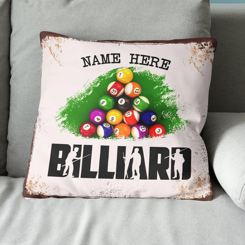Personalized Billiard Balls Custom Grunge Style Billiard Throw Pillow TDM0898