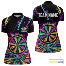 Load image into Gallery viewer, Colorful Neon Darts Shirts For Women Custom Darts Jerseys Polo &amp; 1/4 Zip, Darts Team Shirt TDM3878