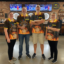 Load image into Gallery viewer, Personalized Fire Flame Wolf Darts Shirt For Women Custom Darts Jersey Team Polo &amp; Quarter Zip TDM6314