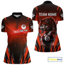 Load image into Gallery viewer, Personalized Thunder Lightning Wolf Billiard Shirt For Women, 8 Ball Billiard Team Jerseys |Red TDM4549