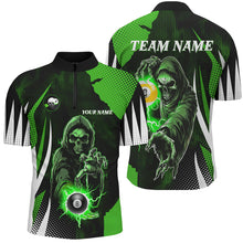 Load image into Gallery viewer, Funny Green Grim Reaper 8 Ball &amp; 9 Ball Billiard Shirts For Men Custom League Billiard Jerseys TDM2463