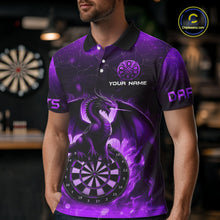 Load image into Gallery viewer, Darts Dragon Fire Flame 3D Printed Darts Shirts For Men Custom Team League Darts Jerseys |Purple TDM4759