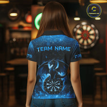 Load image into Gallery viewer, Darts Dragon Fire Flame 3D Printed Darts Shirts For Women Custom Team League Darts Jerseys |Blue TDM4760