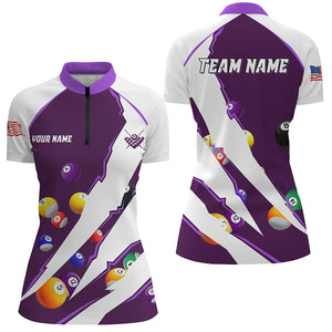 Personalized Billiard Balls Sport Jerseys For Women, Billiard Team Shirts, Pool Jerseys |Purple TDM2712