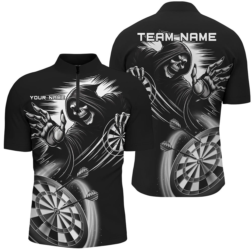Personalized Black White Grim Reaper Dart Shirts For Men Custom  Dart Jerseys Team Uniform TDM2961