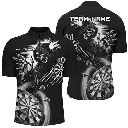 Personalized Black White Grim Reaper Dart Shirts For Men Custom  Dart Jerseys Team Uniform TDM2961