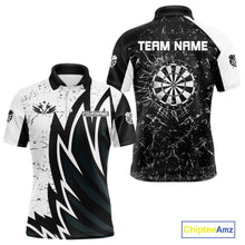 Load image into Gallery viewer, Personalized Black White Break Glass Dart Shirts For Men Custom Wings Dart Jersey Polo &amp; 1/4 Zip TDM3881