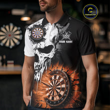 Load image into Gallery viewer, Personalized Grunge Skull Crack Wall Men Dart Shirts Custom Darts League Team Jerseys |Orange TDM3975