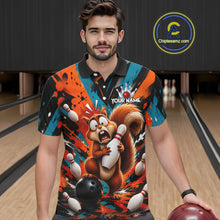 Load image into Gallery viewer, Colorful Graffiti Funny Squirrel Bowling Polo, 1/4 Zip Shirts For Men Custom Bowling Team Jersey TDM6489