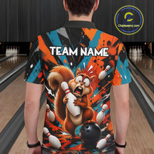 Load image into Gallery viewer, Colorful Graffiti Funny Squirrel Bowling Polo, 1/4 Zip Shirts For Men Custom Bowling Team Jersey TDM6489