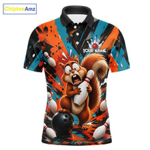 Load image into Gallery viewer, Colorful Graffiti Funny Squirrel Bowling Polo, 1/4 Zip Shirts For Men Custom Bowling Team Jersey TDM6489