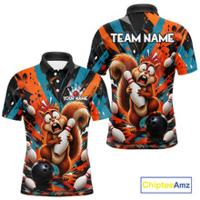 Load image into Gallery viewer, Colorful Graffiti Funny Squirrel Bowling Polo, 1/4 Zip Shirts For Men Custom Bowling Team Jersey TDM6489
