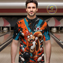 Load image into Gallery viewer, Colorful Graffiti Funny Squirrel Bowling Polo, 1/4 Zip Shirts For Men Custom Bowling Team Jersey TDM6489
