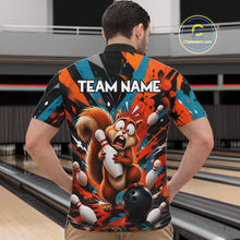 Load image into Gallery viewer, Colorful Graffiti Funny Squirrel Bowling Polo, 1/4 Zip Shirts For Men Custom Bowling Team Jersey TDM6489
