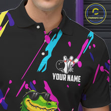 Load image into Gallery viewer, Colorful Bowling Jersey Funny Alligator Bowling Polo &amp; 1/4 Zip For Men Custom Bowling Team Shirts TDM6491