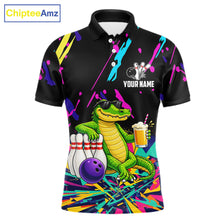 Load image into Gallery viewer, Colorful Bowling Jersey Funny Alligator Bowling Polo &amp; 1/4 Zip For Men Custom Bowling Team Shirts TDM6491