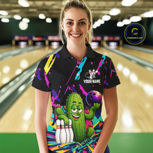 Load image into Gallery viewer, Colorful Bowling Jersey Funny Cactus Bowling Polo &amp; 1/4 Zip For Women Custom Bowling Team Shirts TDM6492