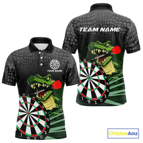 Personalized Green Funny Crocodilian Darts Shirts For Men, Darts Team Jerseys, Darts Gifts TDM4567