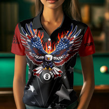 Load image into Gallery viewer, Personalized Eagle American Fire Flame Women Billiard Shirts Custom Patriotic Billiard Pool Jerseys TDM2726