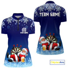 Load image into Gallery viewer, Funny Santa Blue Christmas Darts Shirt For Women Custom Snowflake Xmas Darts Jersey Gifts TDM5190