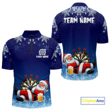 Load image into Gallery viewer, Funny Santa Blue Christmas Darts Shirt For Men Custom Snowflake Xmas Darts Jersey Gifts TDM5190